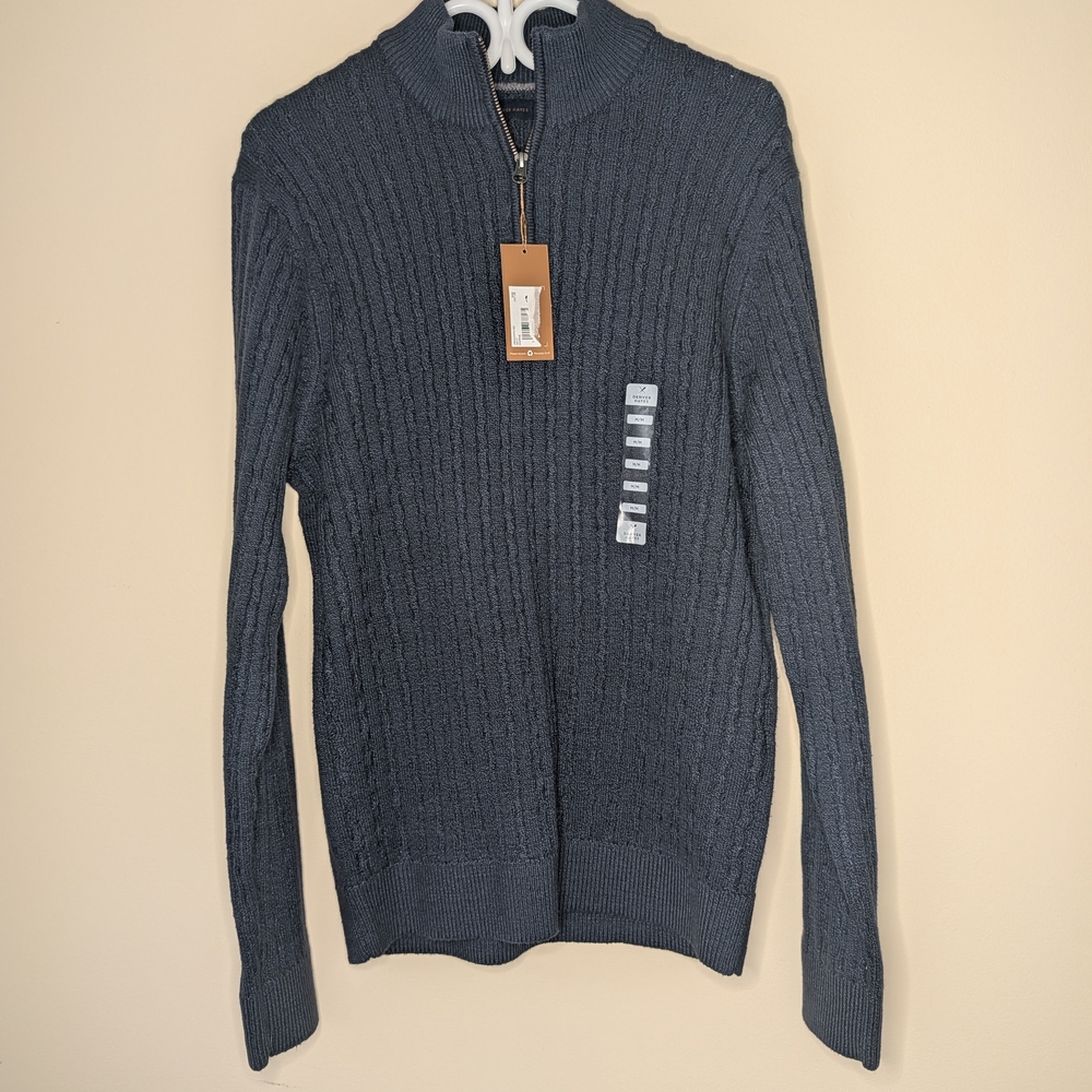Denver Hayes Men's Navy Blue Zip-Up Sweater